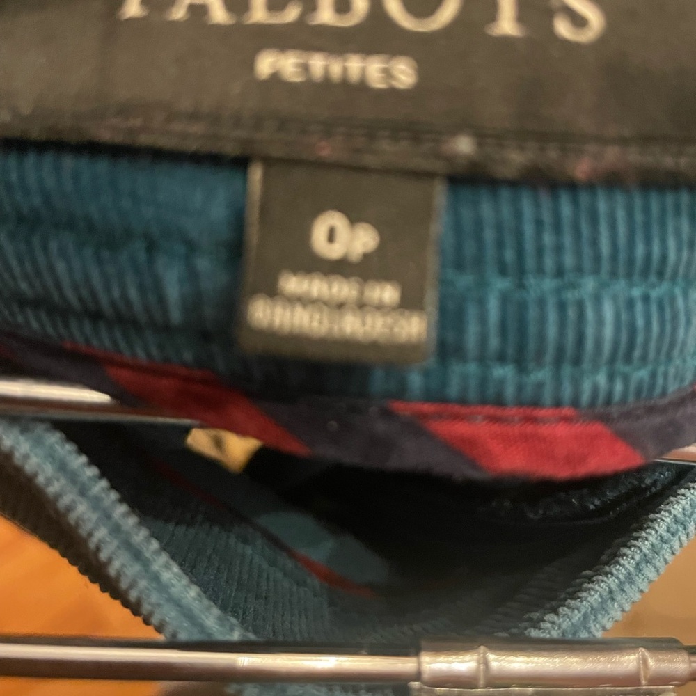 Talbots Petite Turquoise Corduroy Skirt 0P Pocketed Cotton Blend - Picture 6 of 7